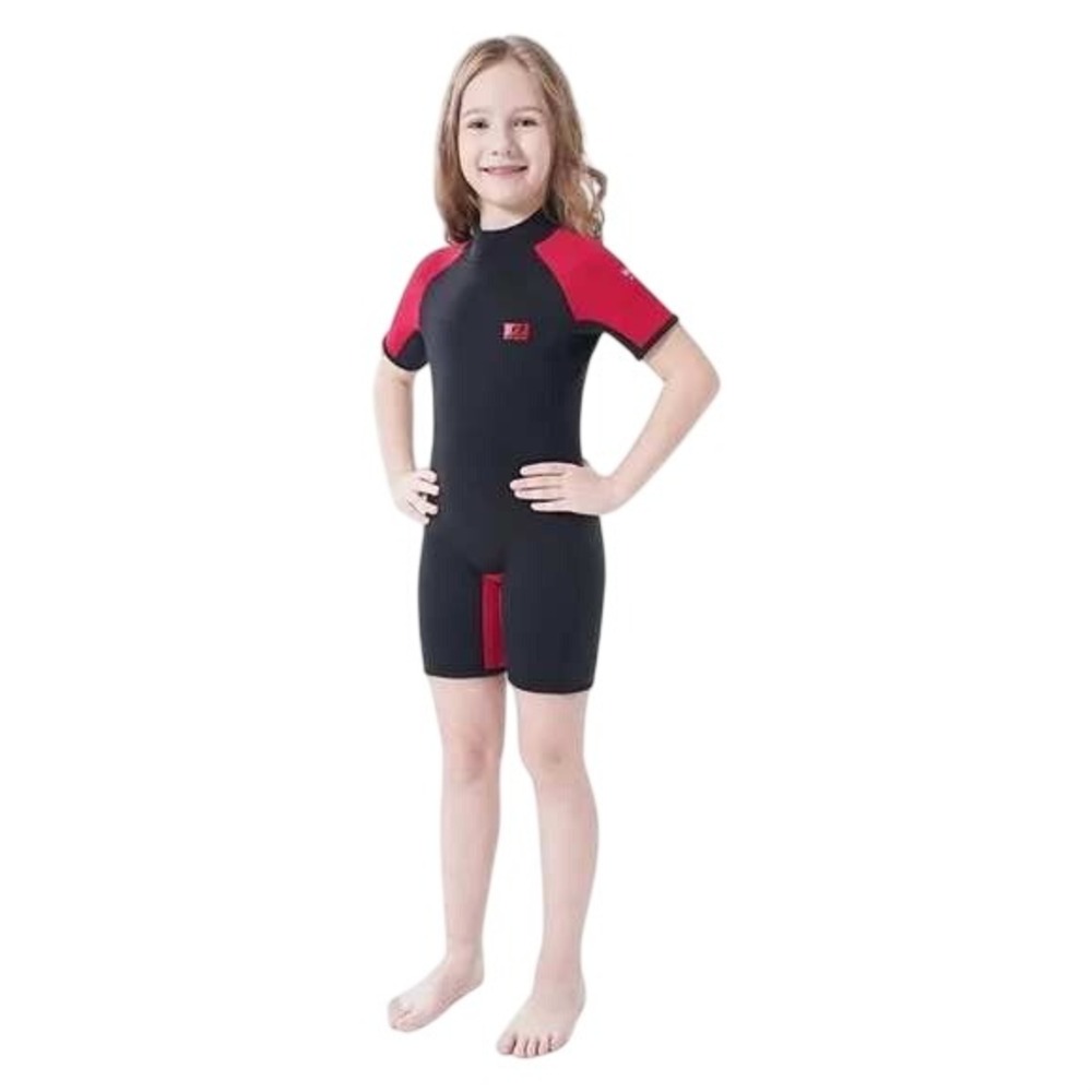 Dark Lightning Kids Shorty Wetsuit 2mm Neoprene Spring Suit Black Red Size 4